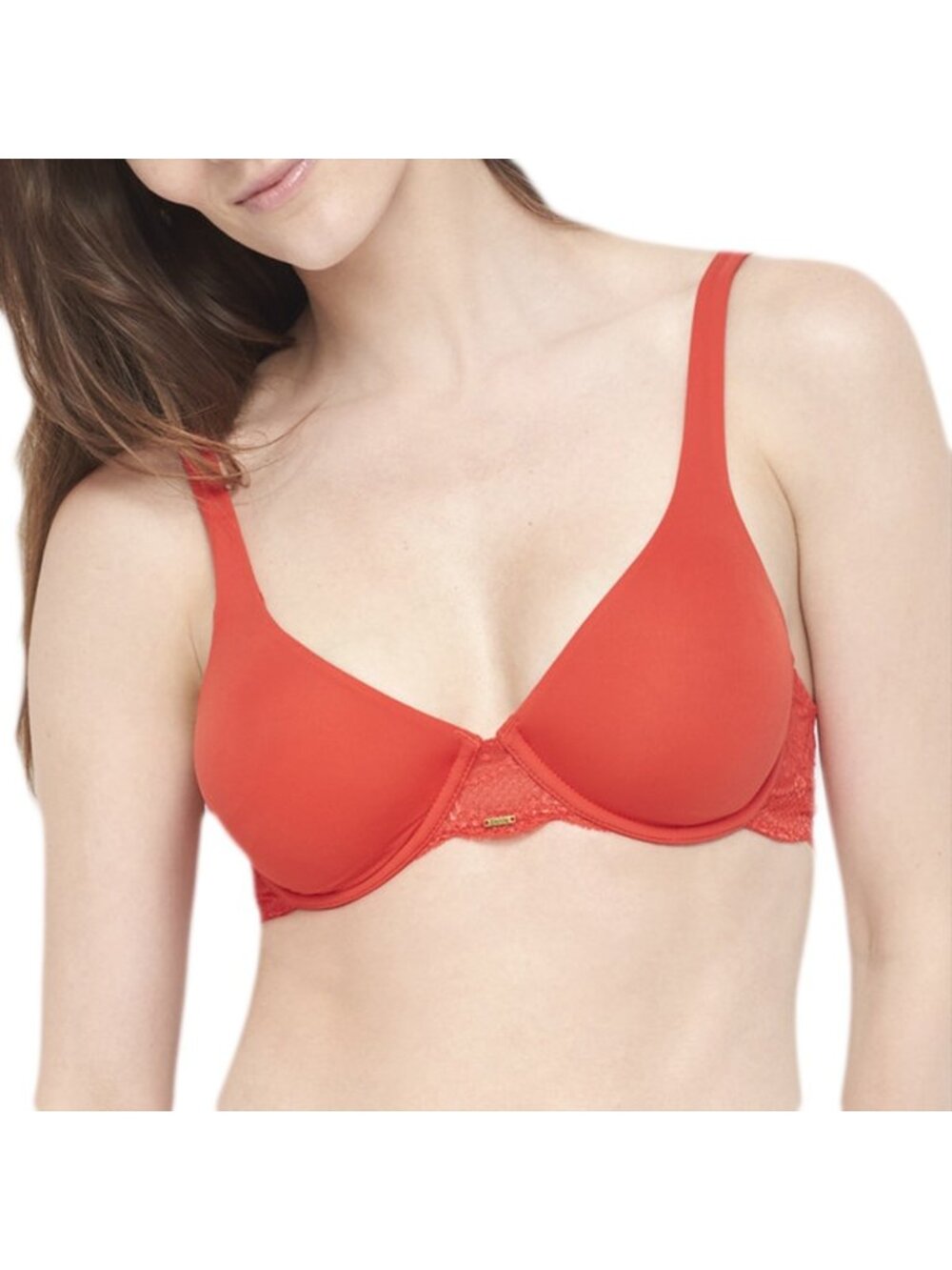 BeMe NYC Women's Rough & Tumble Lace Demi Bra Sunkissed Red 32C NWT